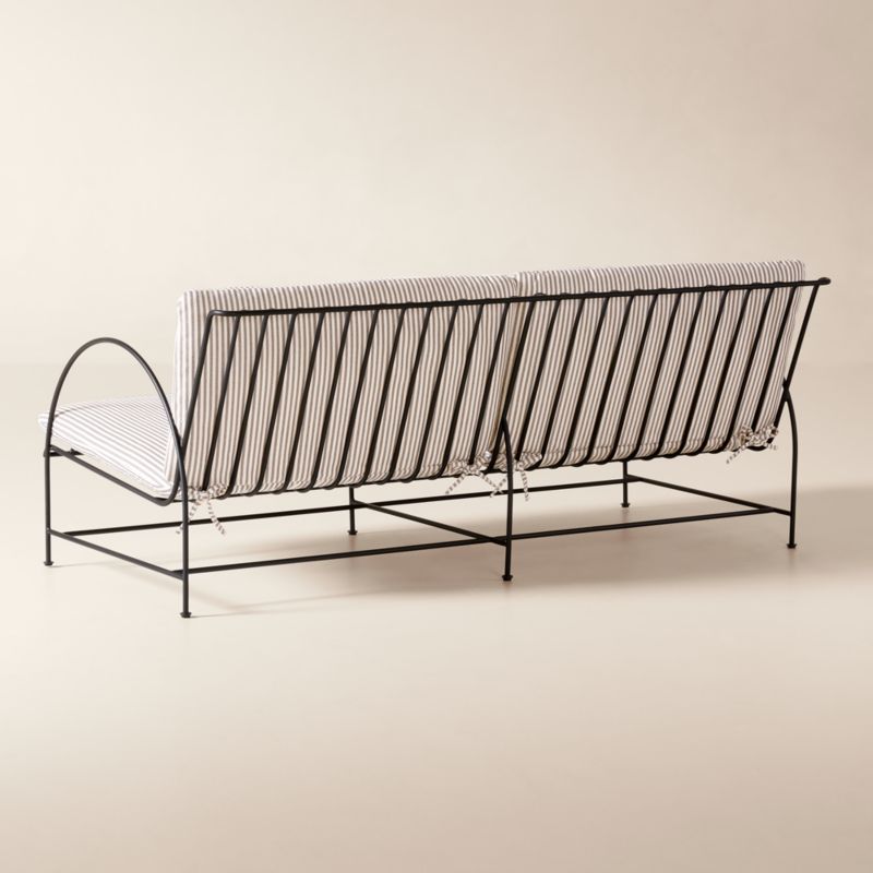 Costa 65" 2-Seat Black Metal Outdoor Sofa with Black And White Striped Sunbrella® Cushions - image 4 of 8
