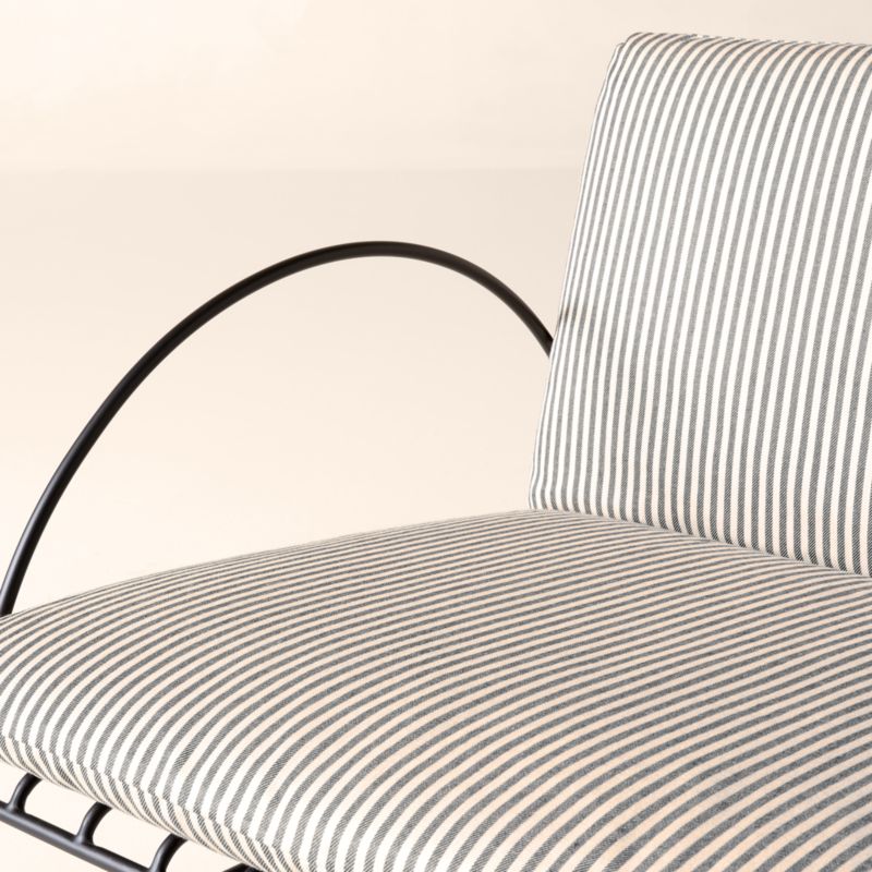 Costa 65" 2-Seat Black Metal Outdoor Sofa with Black And White Striped Sunbrella® Cushions - image 6 of 8