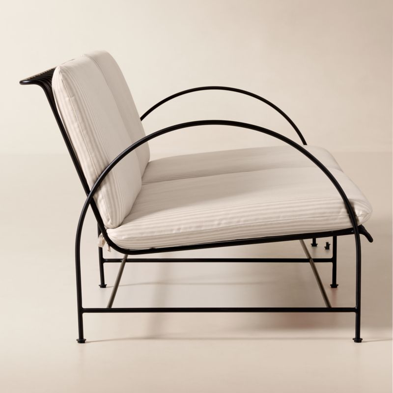 Costa 65" 2-Seat Black Metal Outdoor Sofa with Natural And White Striped Sunbrella® Cushions - image 3 of 8
