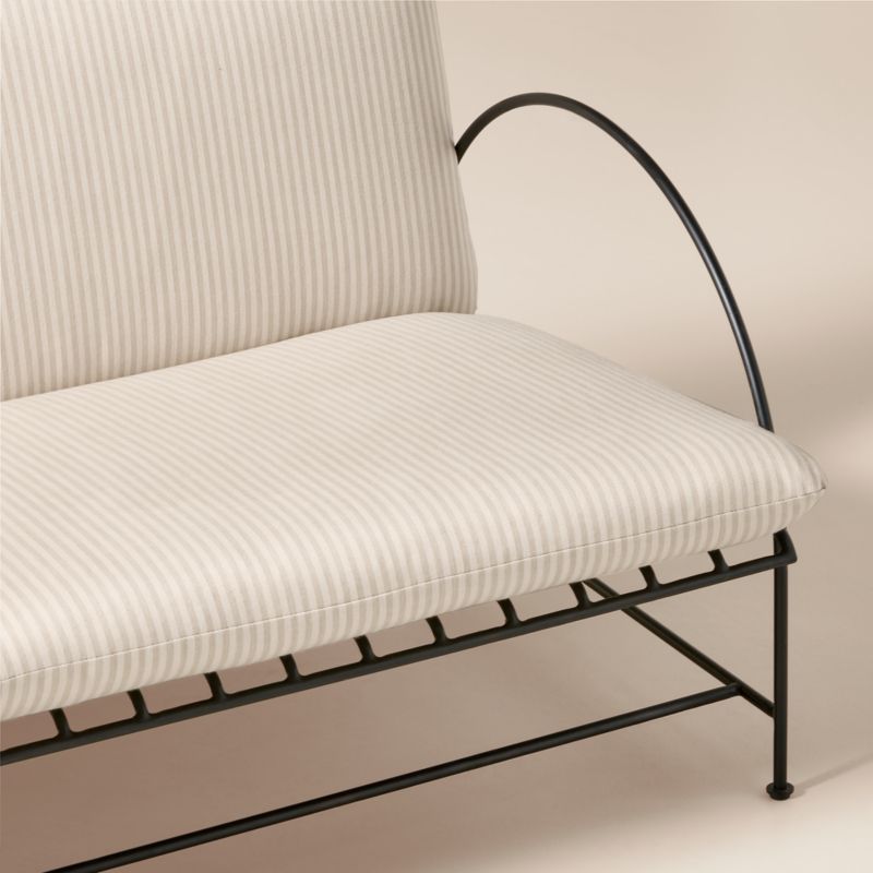 Costa 97" 3-Seat Black Metal Outdoor Sofa with Natural And White Striped Sunbrella® Cushions - image 5 of 8
