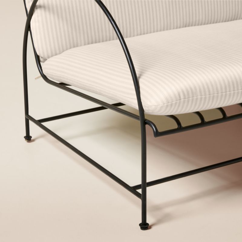 Costa 97" 3-Seat Black Metal Outdoor Sofa with Natural And White Striped Sunbrella® Cushions - image 6 of 8