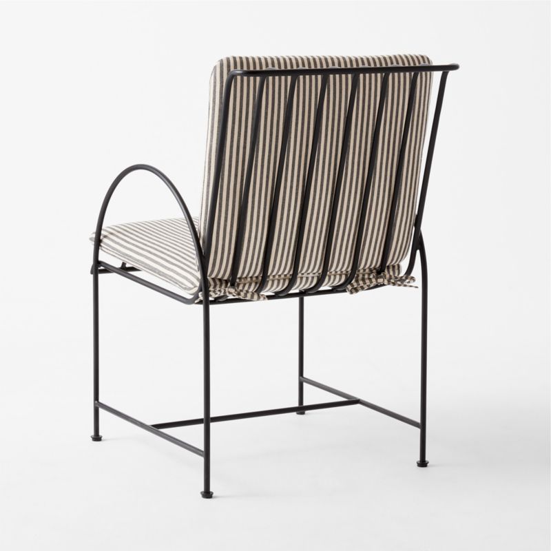 Costa Black Metal Outdoor Dining Armchair with Black and White Striped Sunbrella® Cushion - image 6 of 8