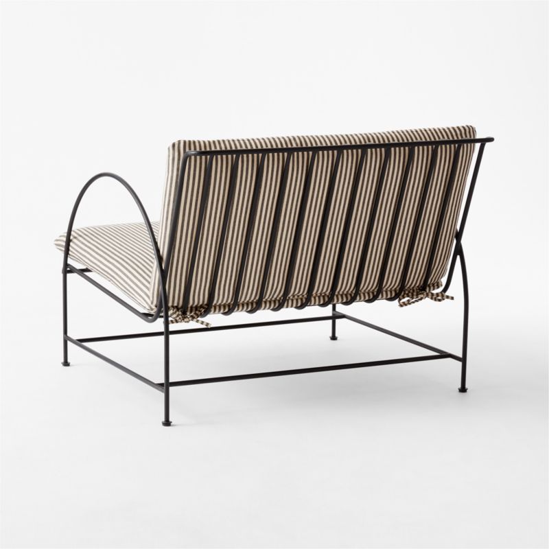 Costa Black Metal Outdoor Lounge Chair with Black and White Striped Sunbrella® Cushions - image 6 of 8