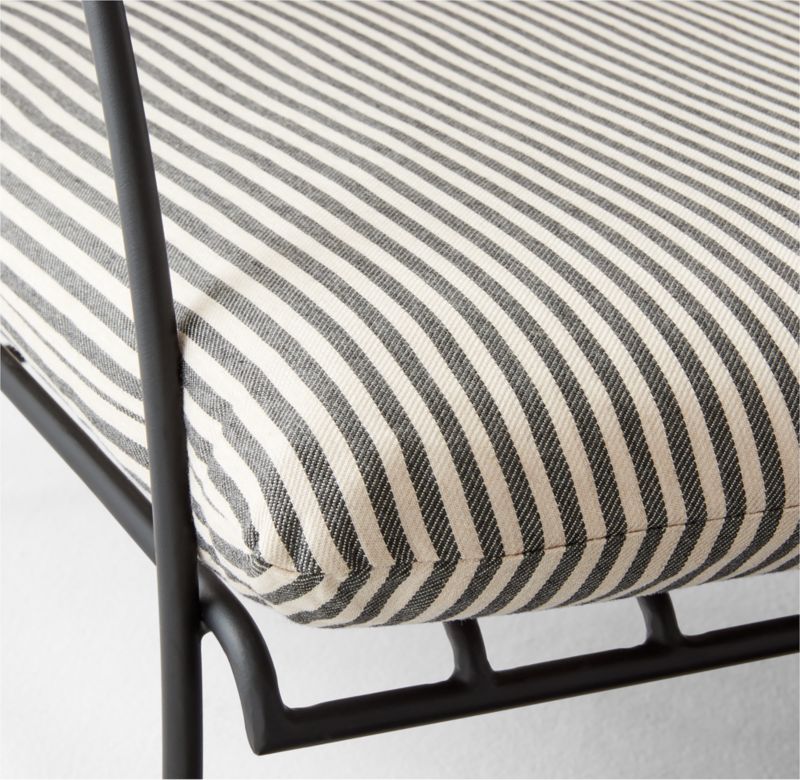 Costa Black Metal Outdoor Lounge Chair with Black and White Striped Sunbrella® Cushions - image 7 of 8