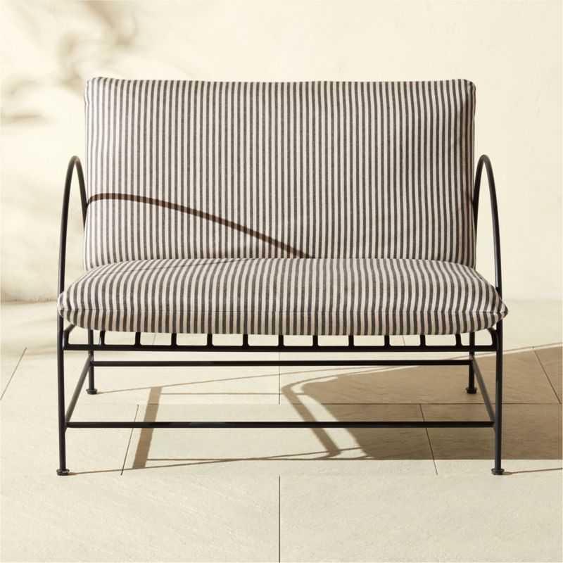 Costa Black Metal Outdoor Lounge Chair with Black and White Striped Sunbrella® Cushions - image 0 of 8