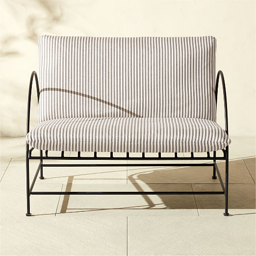Costa Black Metal Outdoor Lounge Chair with Black And White Striped Sunbrella® Cushions