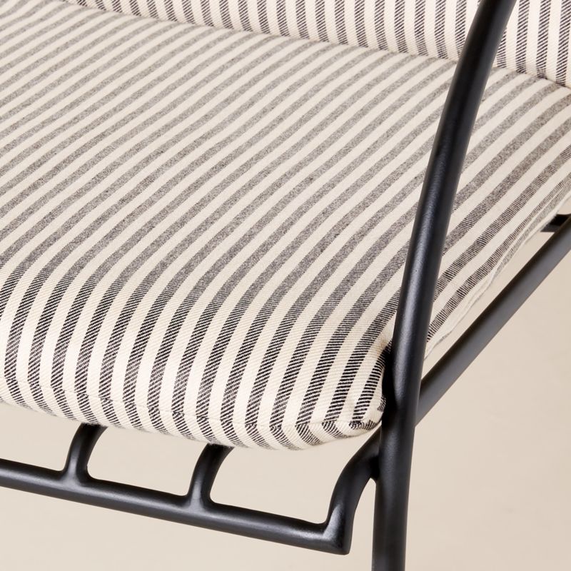 Costa Black Metal Outdoor Bar Stool with Black and White Striped Sunbrella® Cushion - image 5 of 7