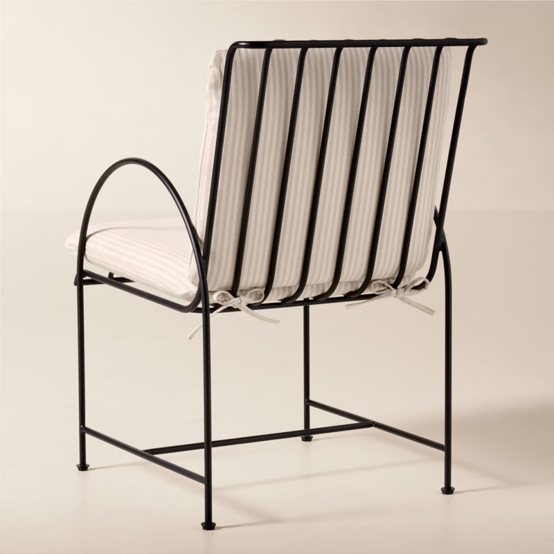 Costa Black Metal Outdoor Dining Armchair with Natural And White Striped Sunbrella® Cushion - image 5 of 8