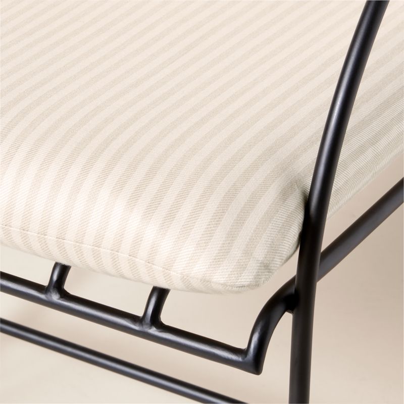 Costa Black Metal Outdoor Dining Armchair with Natural And White Striped Sunbrella® Cushion - image 6 of 8