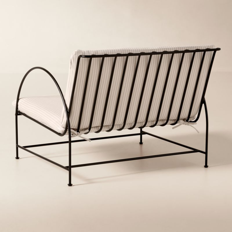 Costa Black Metal Outdoor Lounge Chair with Natural And White Striped Sunbrella® Cushions - image 4 of 8