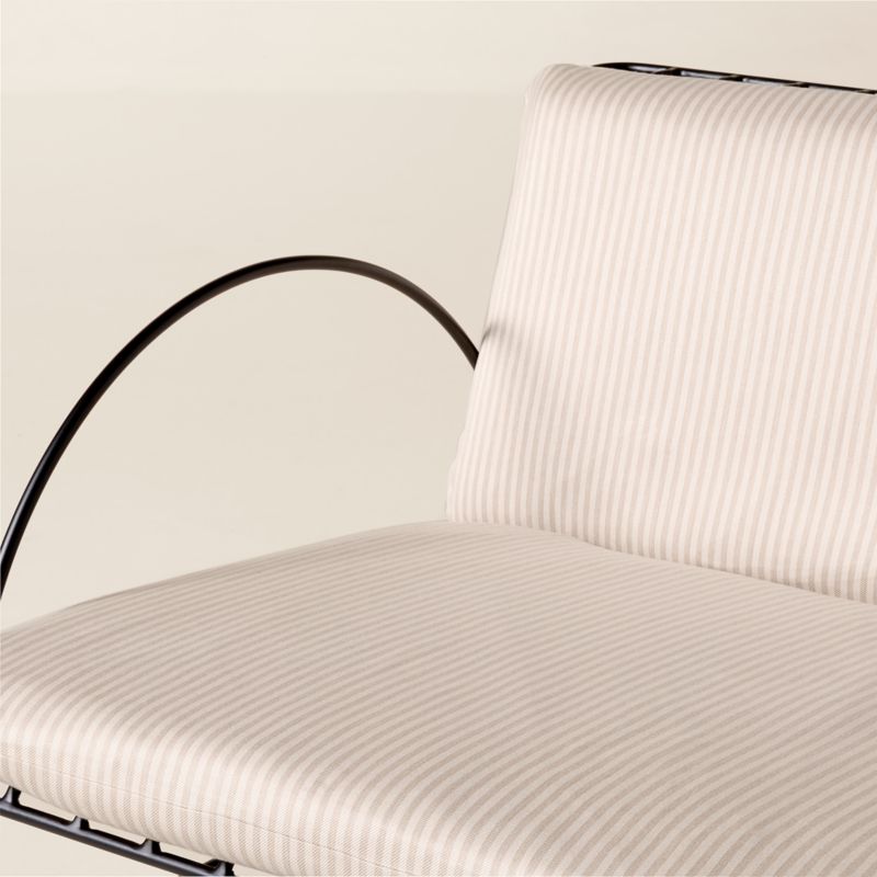 Costa Black Metal Outdoor Lounge Chair with Natural And White Striped Sunbrella® Cushions - image 6 of 8