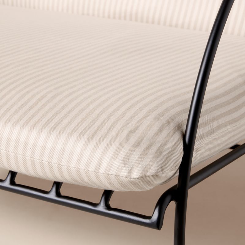 Costa Black Metal Outdoor Lounge Chair with Natural And White Striped Sunbrella® Cushions - image 5 of 8
