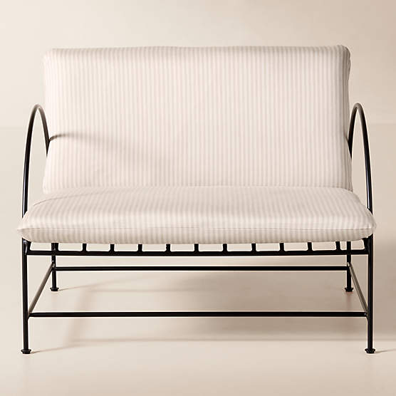 Costa Black Metal Outdoor Lounge Chair with Natural And White Striped Sunbrella® Cushions Set of 2