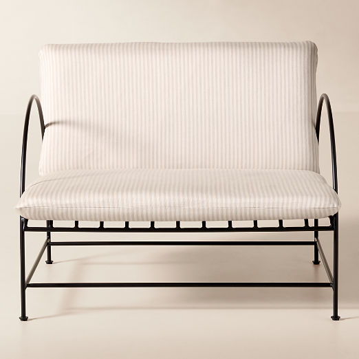 Costa Black Metal Outdoor Lounge Chair with Natural And White Striped Sunbrella® Cushions Set of 2