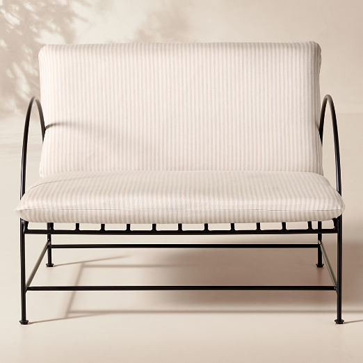 Costa Black Metal Outdoor Lounge Chair with Natural And White Striped Sunbrella® Cushions Set of 2