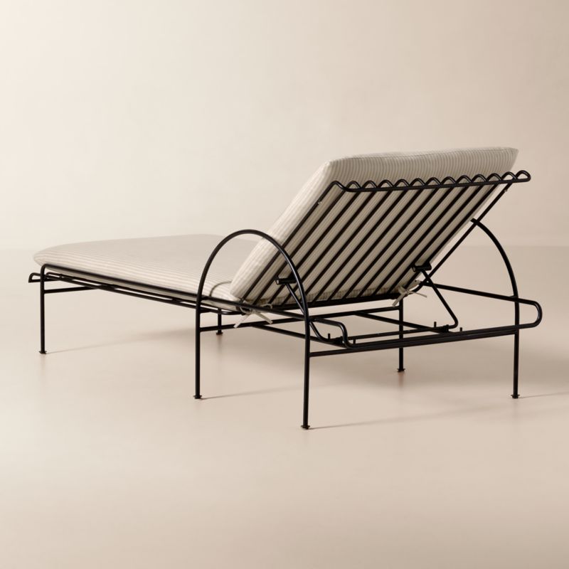 Costa Black Metal Outdoor Sun Lounger with Natural And White Striped Sunbrella® Cushions - image 5 of 8