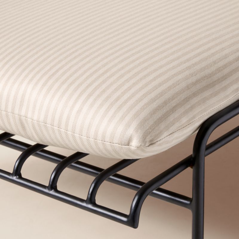 Costa Black Metal Outdoor Sun Lounger with Natural And White Striped Sunbrella® Cushions - image 6 of 8