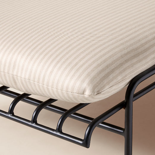 Costa Black Metal Outdoor Sun Lounger with Natural And White Striped Sunbrella® Cushions