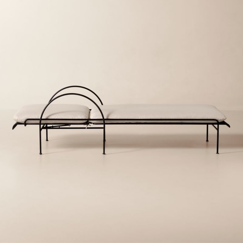 Costa Black Metal Outdoor Sun Lounger with Natural And White Striped Sunbrella® Cushions - image 4 of 8