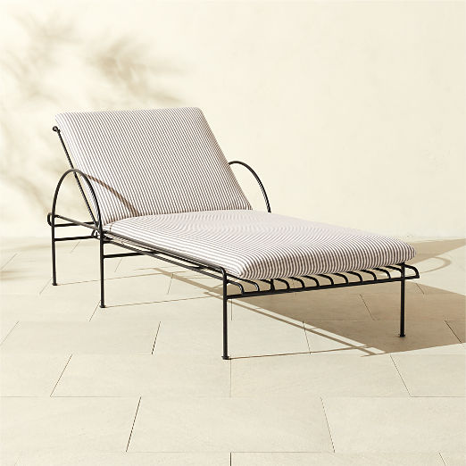 Costa Black Metal Outdoor Sun Lounger with Black And White Striped Sunbrella® Cushions