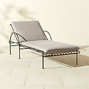 Masha Rattan and Teak Outdoor Lounge Chair with White Sunbrella® Cushions