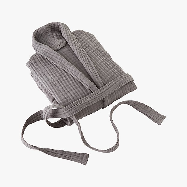 Cotton Gauze Lightweight Grey Bath Robe - Image 2 of 2