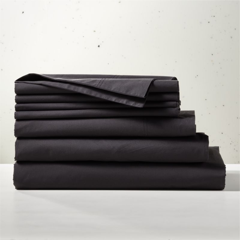 View Organic Cotton Percale 400 Thread Count Black Full/Queen Bedding Set details