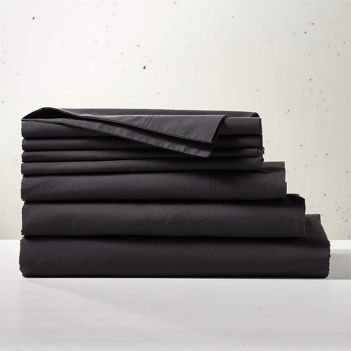 Organic Cotton Percale 400 Thread Count Black Full Queen Bedding Set