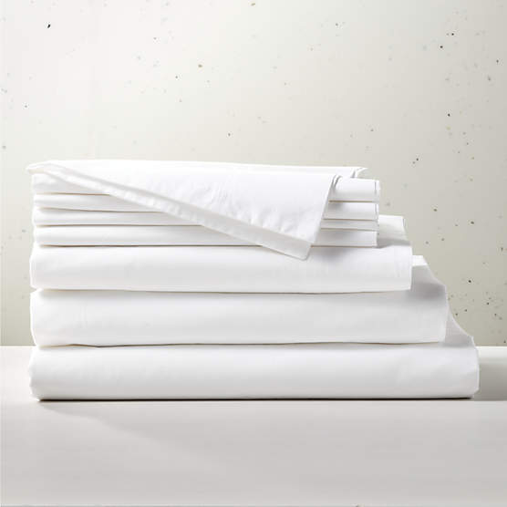 Organic Cotton Percale 400 Thread Count White Full/Queen Bedding Set