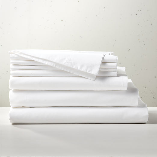Organic Cotton Percale 400-Thread-Count White Bedding Set