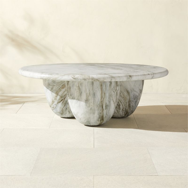 Cova Round Marbled Resin Outdoor Coffee Table - image 0 of 6