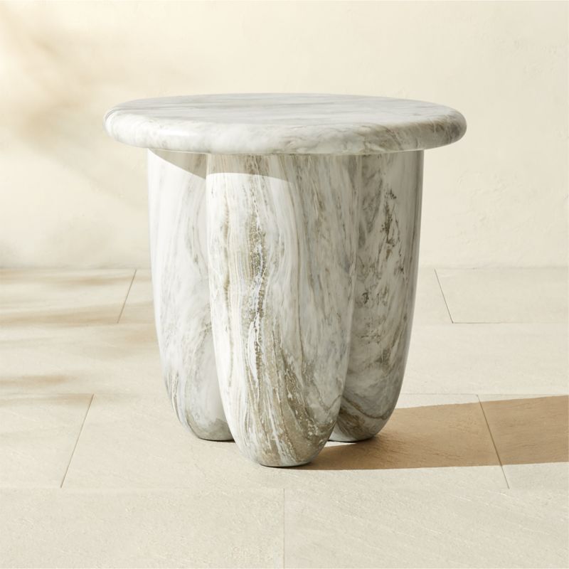 Viewing product image Cova Round Marbled Resin Outdoor Side Table - image 1 of 5