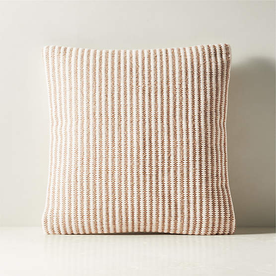 Cove Light Brown Jute and Cotton Throw Pillow with DownAlternative