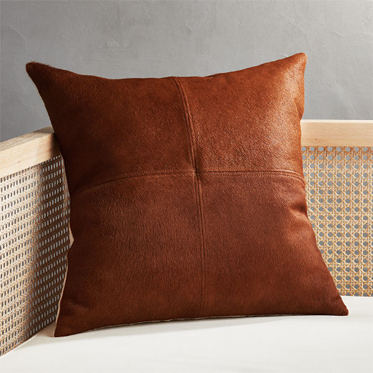 cognac leather pillow
