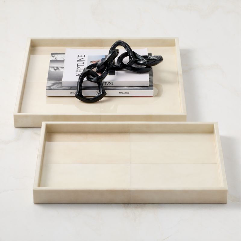 Cowley Rectangle Ivory Vellum Decorative Tray 12"x18" - image 4 of 5