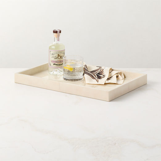 Cowley Rectangle Ivory Vellum Decorative Tray 12"x18"