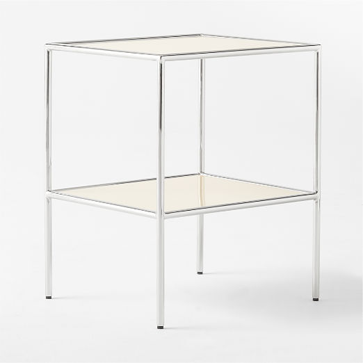 Crain Ivory Enameled Metal Side Table