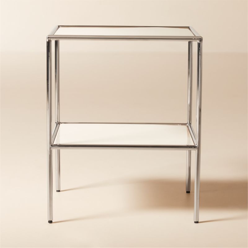 Viewing product image Crain Ivory Enameled Metal Side Table - image 1 of 6