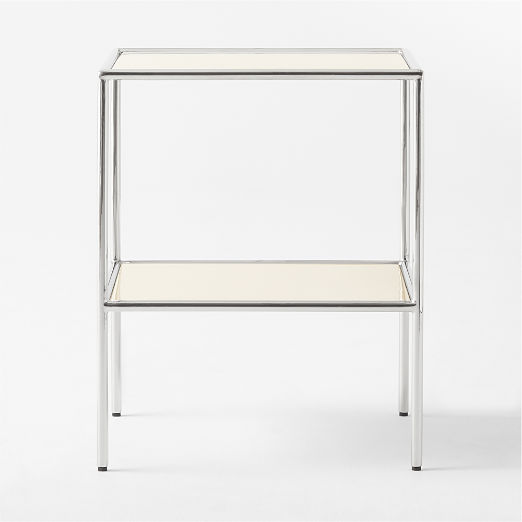 Crain Ivory Enameled Metal Side Table