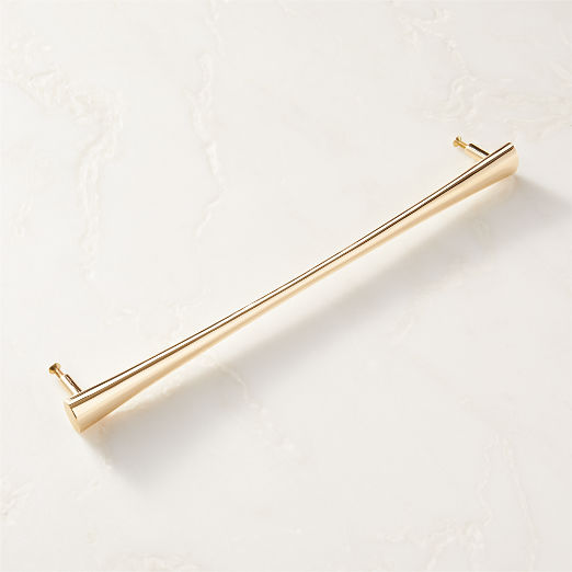 Cravat Polished Unlacquered Brass Tapered Cabinet Handle 12"