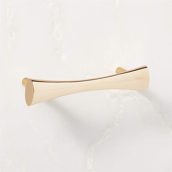 Cravat Polished Unlacquered Brass Tapered Cabinet Handle 4"