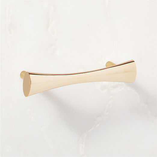 Cravat Polished Unlacquered Brass Tapered Cabinet Handle 4"