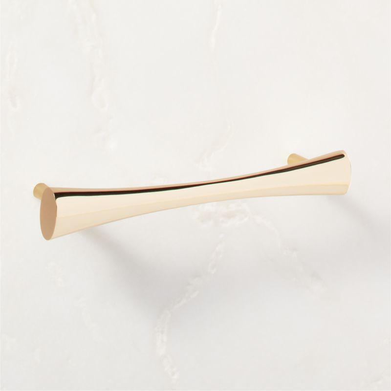 Viewing product image Cravat Polished Unlacquered Brass Tapered Cabinet Handle 6" - image 1 of 6