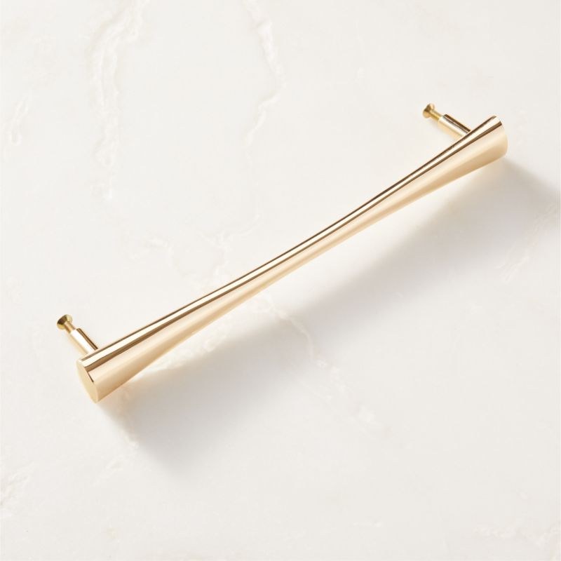 Cravat Polished Unlacquered Brass Tapered Cabinet Handle 8" - image 3 of 5