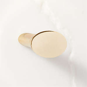 3/4 Knob White Porcelain & Bright Brass Button Center & Base - D