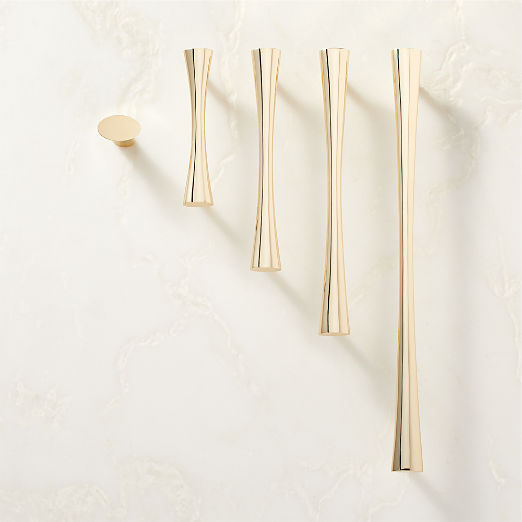 Cravat Polished Unlacquered Brass Tapered Cabinet Handles