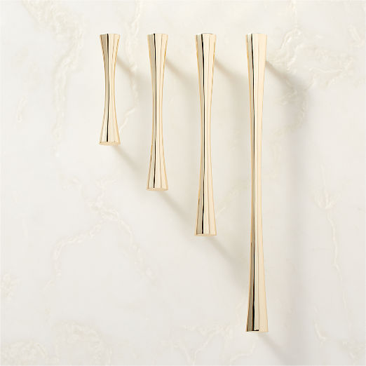 Cravat Polished Unlacquered Brass Tapered Cabinet Handle 6"