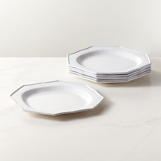 Cremieux White Ceramic Octagonal Dinner Plate Set of 6 by goop