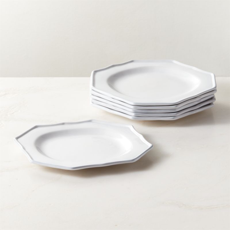 View Cremieux White Ceramic Octagonal Salad Plate Set of 6 by goop details