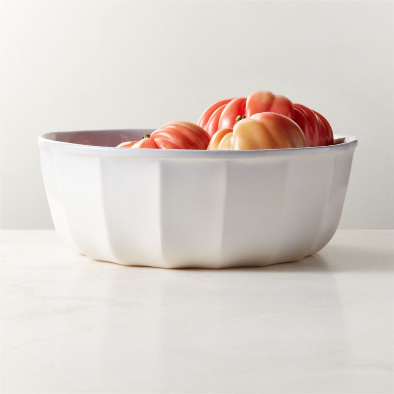 View Cremieux White Ceramic Paneled Serving Bowl by goop details